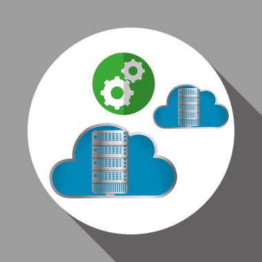 Bulut bilgi işlem tasarım. Gezi simgesi. Düz illüstrasyon, vektör