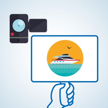 Tasarım seyahat. Gezi simgesi. Düz illüstrasyon