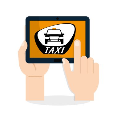 Taksi tasarım. Ulaşım simgesi. İzole illüstrasyon