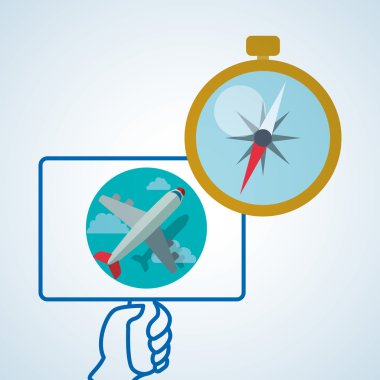 Tasarım seyahat. Gezi simgesi. Düz illüstrasyon