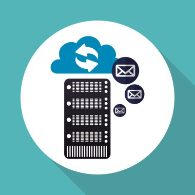 Bulut bilgi işlem tasarım. Gezi simgesi. Düz illüstrasyon, vektör