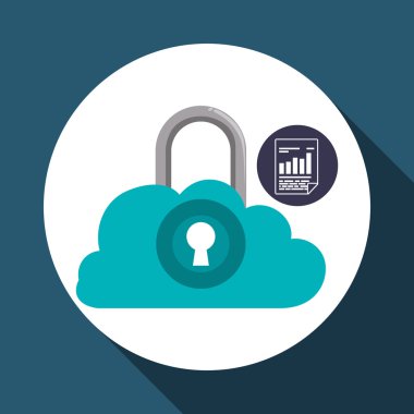 Veri güvenlik tasarımı. Simgeyi koru. Veri Merkezi illüstrasyon, vektör