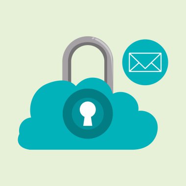 Veri güvenlik tasarımı. Simgeyi koru. Veri Merkezi illüstrasyon, vektör