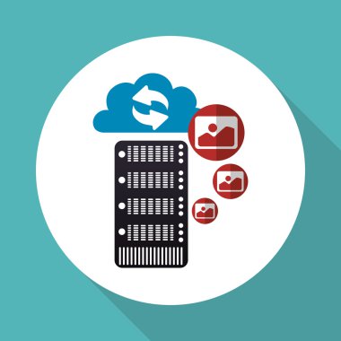 Bulut bilgi işlem tasarım. Gezi simgesi. Düz illüstrasyon, vektör