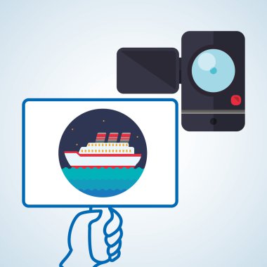 Tasarım seyahat. Gezi simgesi. Düz illüstrasyon