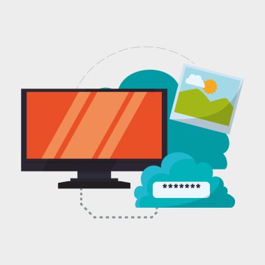 Bulut bilgi işlem tasarım. Ortam simgesi. İzole illüstrasyon