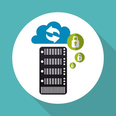 Bulut bilgi işlem tasarım. Gezi simgesi. Düz illüstrasyon, vektör