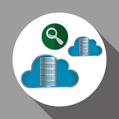 Bulut bilgi işlem tasarım. Gezi simgesi. Düz illüstrasyon, vektör