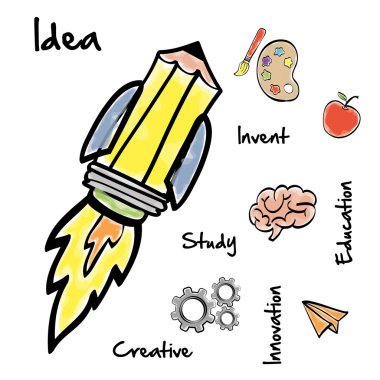 Büyük fikir tasarım. Yaratıcı simgesi. çizimde çizmek, vektör