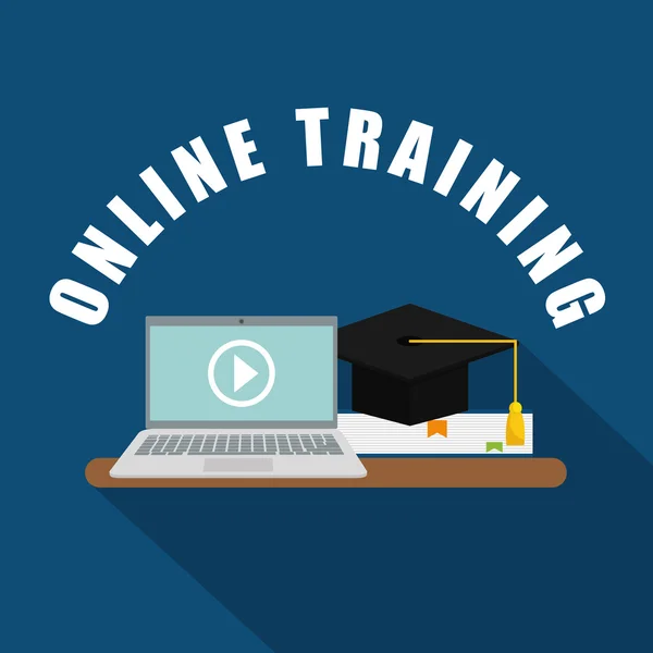 Online trainings ontwerp. Onderwijsconcept. Kleurrijke illustratie — Stockvector