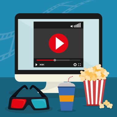 Sinema tasarım. Film kavramı. Düz illüstrasyon