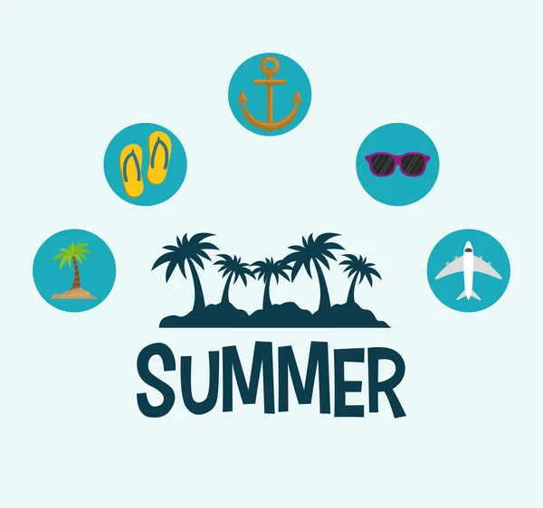 Diseño horario de verano. Icono de vacaciones. Concepto playa — Archivo Imágenes Vectoriales