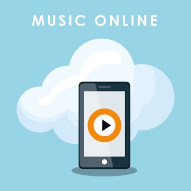 Müzik online tasarım. Ortam simgesi. Düz illüstrasyon