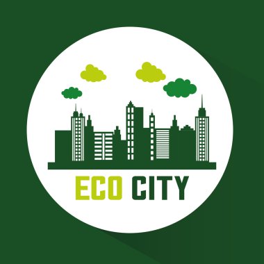 Eko tasarım. Şehir simgesi. Düz illüstrasyon