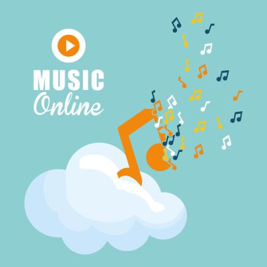 Müzik online tasarım. Ortam simgesi. Düz illüstrasyon