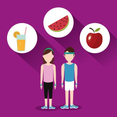 Sağlıklı yaşam tarzı tasarım. welness simgesi. Düz illüstrasyon