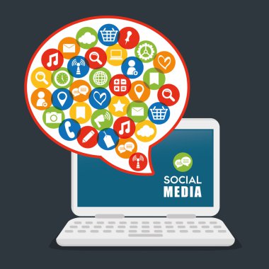 Sosyal medya tasarımı. Ortam simgesi. Düz illüstrasyon