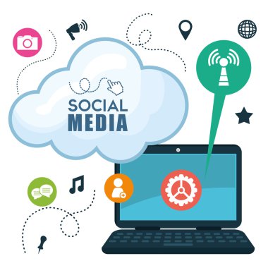 Sosyal medya tasarımı. Ortam simgesi. Düz illüstrasyon