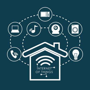 Şeylerin Internet. Online simgesi. Düz illüstrasyon, vektör