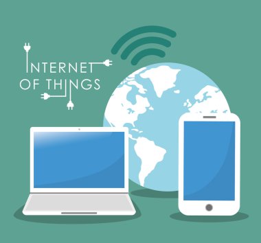 Şeylerin Internet. Online simgesi. Düz illüstrasyon, vektör