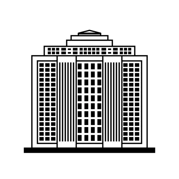 Stad design. Het pictogram van het gebouw. Zwart-wit afbeelding, vector — Stockvector