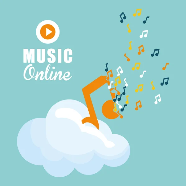 Musique design en ligne. Icône média. Illustration plate — Image vectorielle
