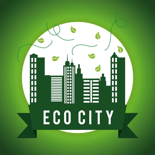 Eco design. Ikona City. Ilustracja płaskie — Wektor stockowy