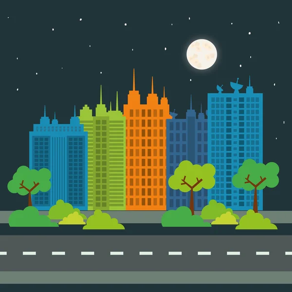 Diseño de ciudad. Icono del edificio. Ilustración colorida, vector — Vector de stock