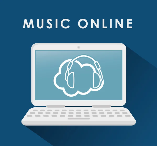 Müzik online tasarım. Ortam simgesi. Düz illüstrasyon — Stok Vektör