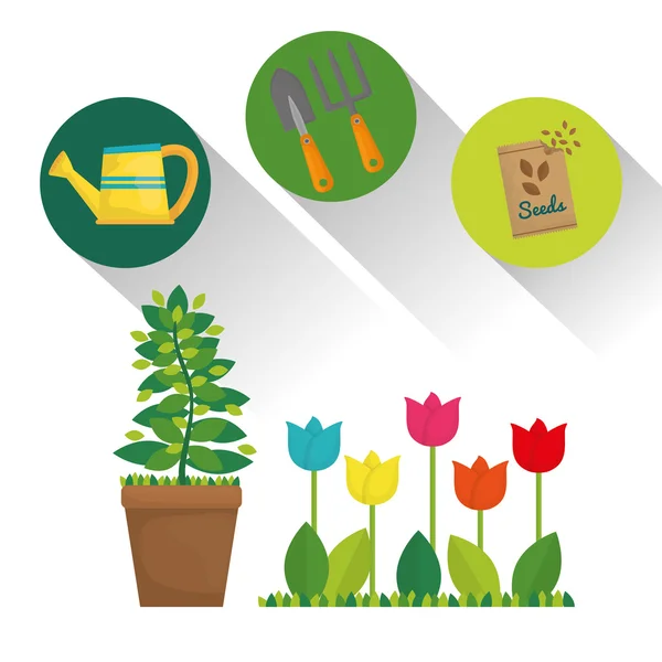 Gardening design  Botany icon. Flat illustration , vector — Stock Vector