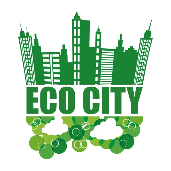 Eco-ontwerp. Stad icoon. Vlakke afbeelding — Stockvector