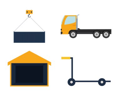 Teslim tasarım. Nakliye simgesi. Düz illüstrasyon, vektör