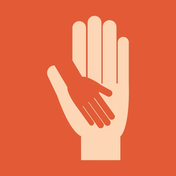 Projeto da ajuda. ícone da mão humana. Ilustração plana, vetor — Vetor de Stock