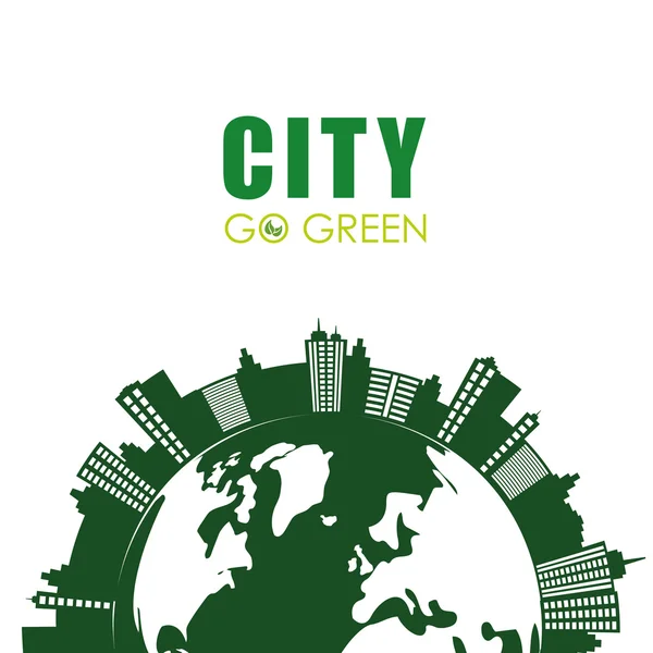 Eco design. City icon. Flat illustration — Stock Vector