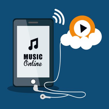 Müzik online tasarım. Ortam simgesi. Düz illüstrasyon