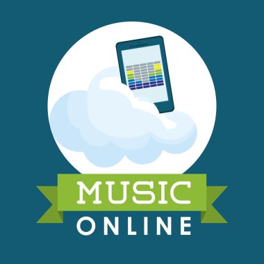 Müzik online tasarım. Ortam simgesi. Düz illüstrasyon