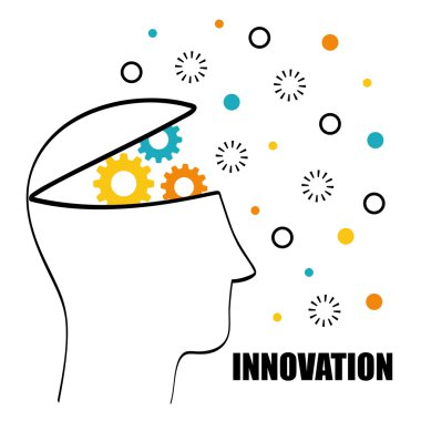 Tasarım yenilik. Fikir simgesi. Düz illüstrasyon, vektör