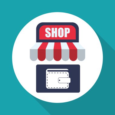 Tasarım alışveriş. Satış ve perakende simgesi. İzole illüstrasyon, vektör