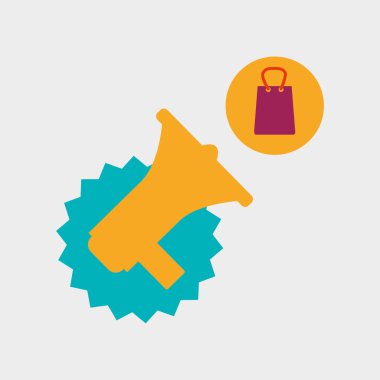 Tasarım alışveriş. Satış ve perakende simgesi. İzole illüstrasyon, vektör