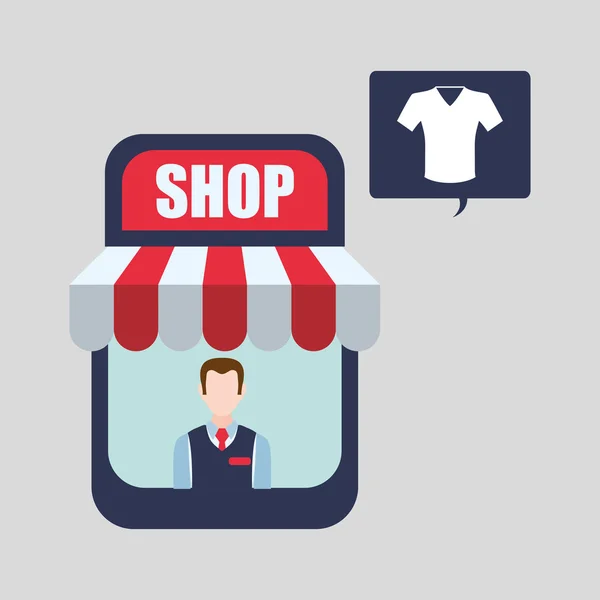 Verkoop en retail design. Winkelen pictogram. Witte achtergrond, vector — Stockvector