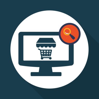 Pazarlama online tasarım. e-ticaret simgesi. İzole illüstrasyon, vektör