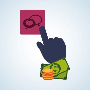 Pazarlama online tasarım. e-ticaret simgesi. İzole illüstrasyon, vektör