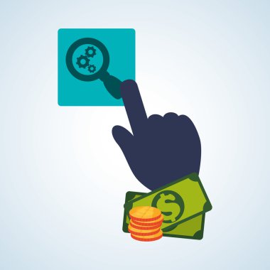 Pazarlama online tasarım. e-ticaret simgesi. İzole illüstrasyon, vektör