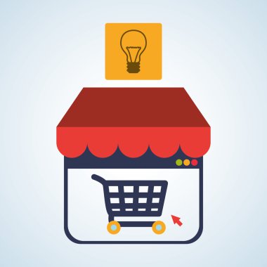 Pazarlama online tasarım. e-ticaret simgesi. İzole illüstrasyon, vektör