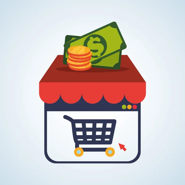 Diseño online de marketing. icono de comercio electrónico. Ilustración aislada, vector — Vector de stock