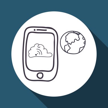 Teknoloji tasarım. Kroki simgesi. İzole illüstrasyon, vektör