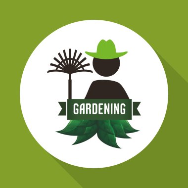 İşçi tasarım. Bahçe simgesi. Beyaz arka plan, vektör