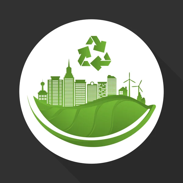Eco design. Green icon. Isolated illustration , vector — Stock Vector
