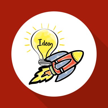 Fikir tasarım. Kroki simgesi. Beyaz arka plan, vektör