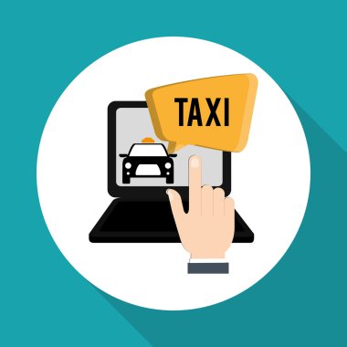 Taksi tasarım. Ulaşım simgesi. İzole illüstrasyon